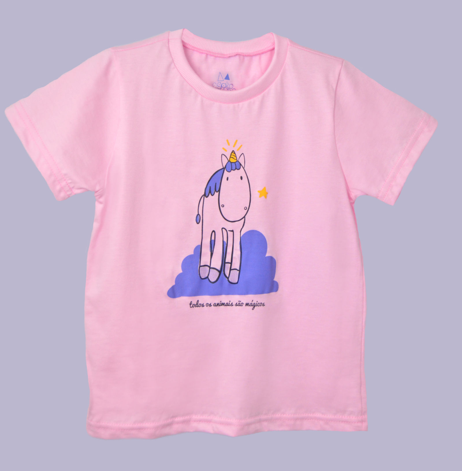 Camiseta masculina Infantil Unicornio Fofo Love Rosa Camisa Blusa